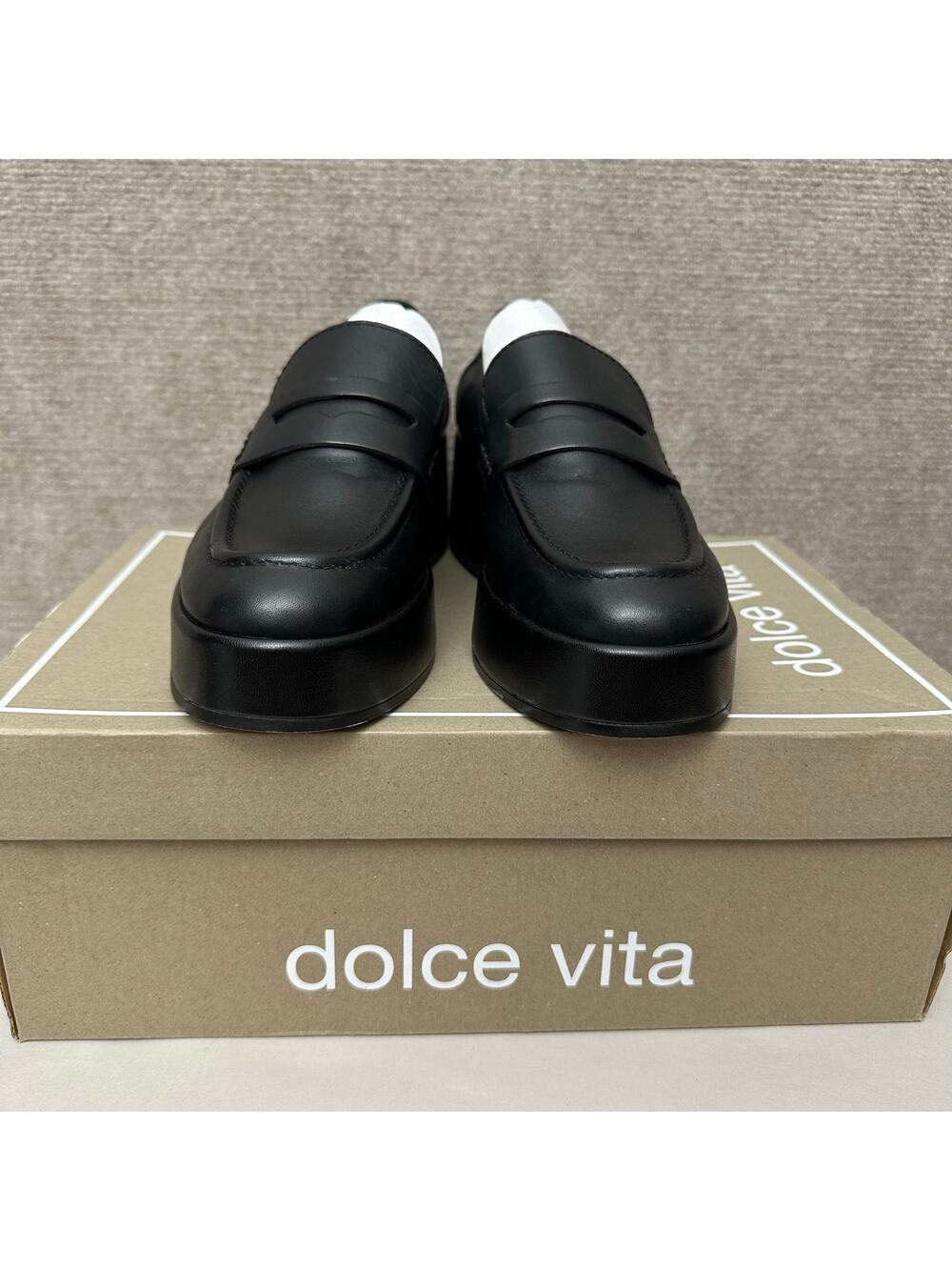 Dolce Vita Yanni Black Leather Penny Loafers Platform Women’s Size 8 New In Box